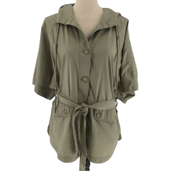 Loft Lightweight Hooded Casual Poncho Utility Button Up Jacket - Sz S - Picture 1 of 15